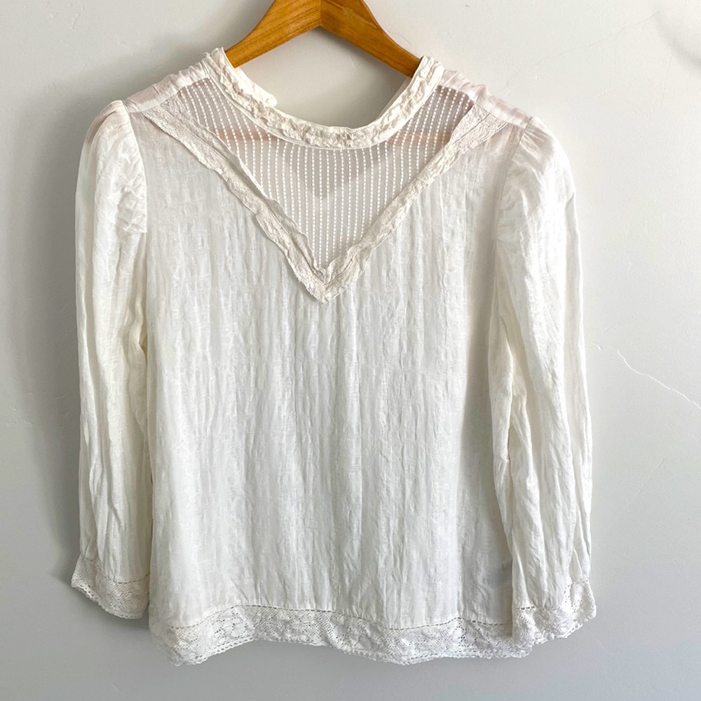 Hinge cream blouse with lace detail size m
